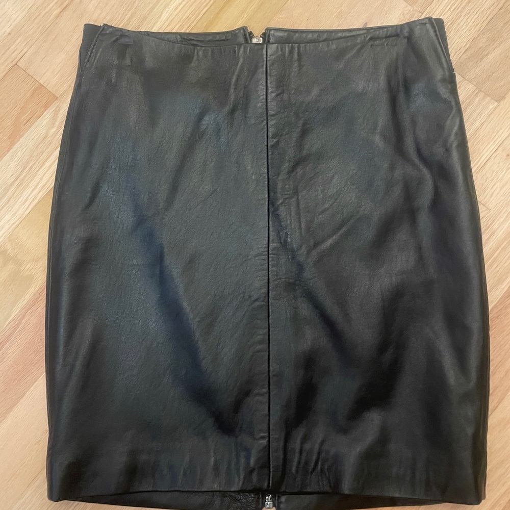 bebe Black Leather Pencil Skirt